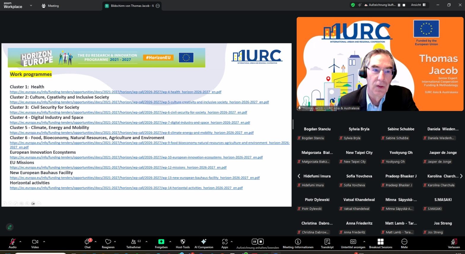 IURC Webinar – EU Funding for Regions